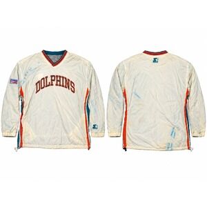 Vintage Miami Dolphins Starter NFL Pro Line Windbreaker XXL White Pullover